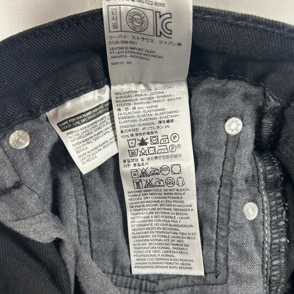 Levi’s 514 Jeans Mens Size 34x30 Black Straight Fit White Tab 5 Pocket Stain !